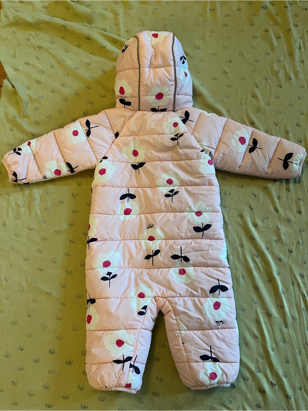 Hanna Andersson Pink Floral Puffer One-Piece Snowsuit
